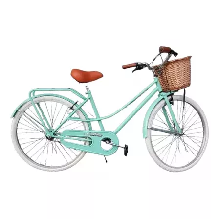 Bicicleta paseo femenina Le Bike Classic Vintage  2021 R26 1v freno v-brakes color verde con pie de apoyo  