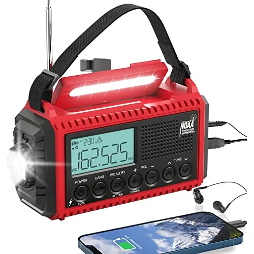Manivela De Emergencia Radio Solar Powered-5000 Noaa Q7bdk
