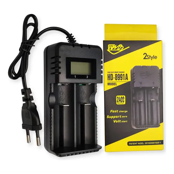 Carregador Duplo Lcd Bateria 18650 16340 14500 26650lanterna