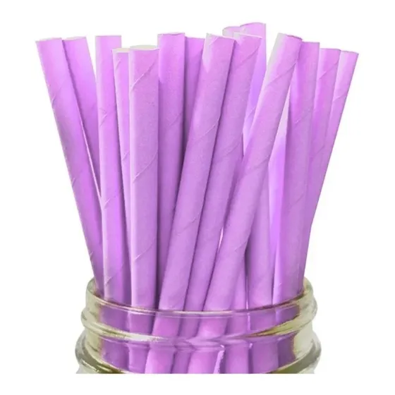 25 Bombillas Papel Ecológicas Lilas Encanto Cotillón Fiestas