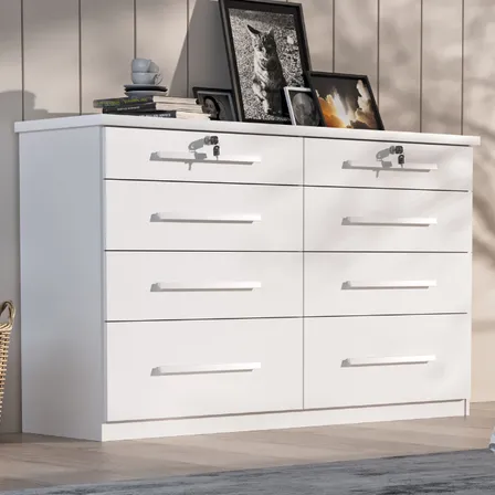 Comoda 8 Gavetas Monza Com Chave