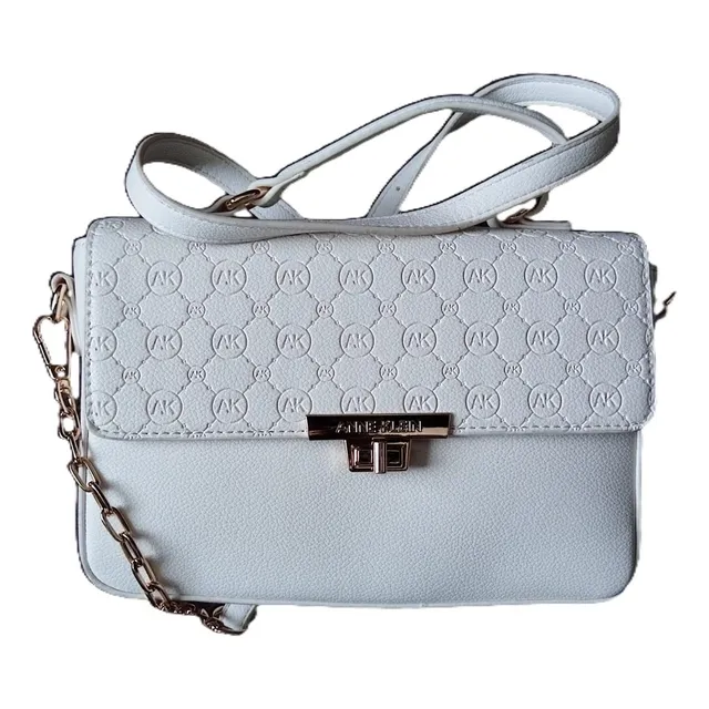 Bolso Para Dama Anne Klein Blanco Crossbody 100% Original Blanco Texturizado Níquel Dorado Blanco