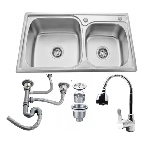 Pileta Bacha Cocina 11/2 +válvulas  +monocomando Flex .deco