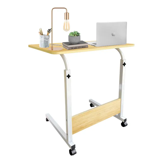 LUMO HOME Mesa para Laptop Portatil con Ruedas Ajustable 60x40x65, Escritorio Portatil, Mesa para Cama de Altura Ajustable y Plegable, Mesa Auxiliar para Doble Tarjeta para Sofá, Cama, Oficina