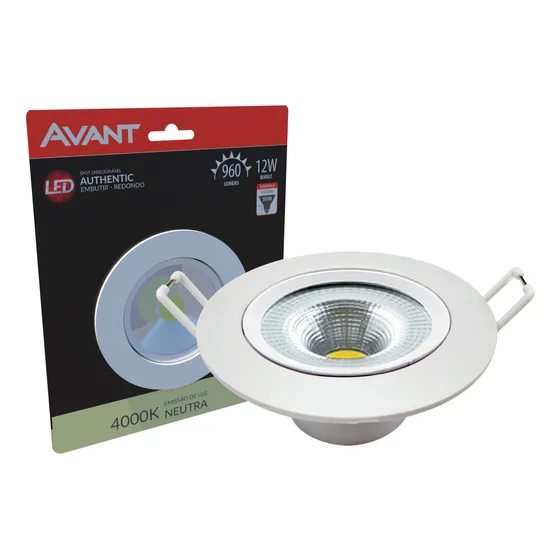 Spot Led Embutir 12w 4000k Branco Neutro 14cm 127/220v Ip20 Redondo Branco