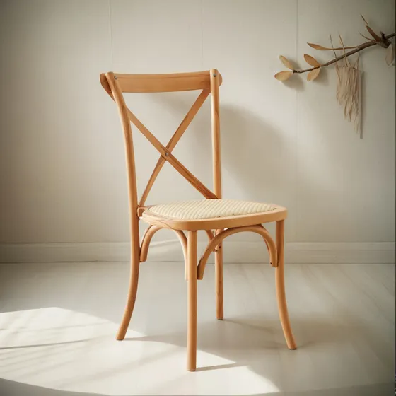 Silla De Comedor Cocina Cross De Madera Esterilla De Rattan Estructura de la silla Roble