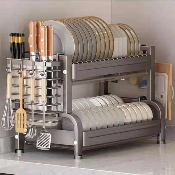 Escurridor Plato Cocina Que Ahorra Espacio 2 Nivel Estante X