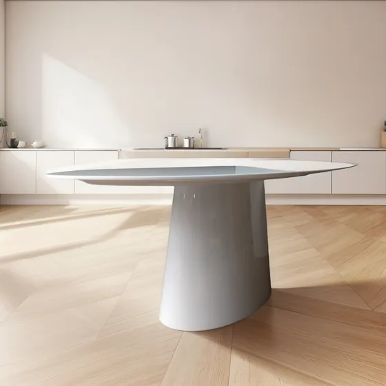 Mesa Oval 1.80 X 90 Tampo Laca + Vidro