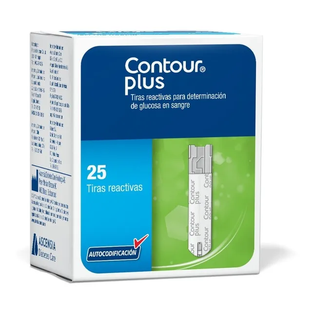 Contour Plus Tiras Reactivas Caja Con 25 Para Glucómetro