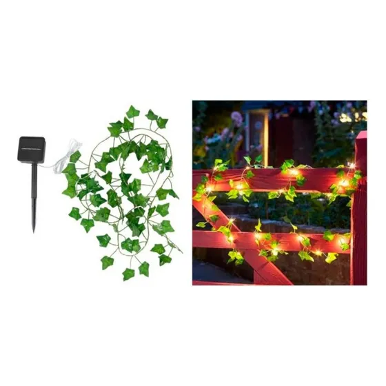 Enredadera Guirnalda Solar Hojas De 3 Mts Luz Led Cálida.