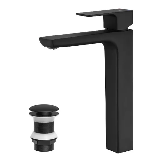 Griferia Monocomando Negro Lavatorio Alto Arq Piazza 10402ne