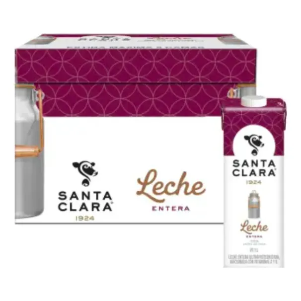 Leche Santa Clara Entera Caja Con 12 Piezas De 1 Litro