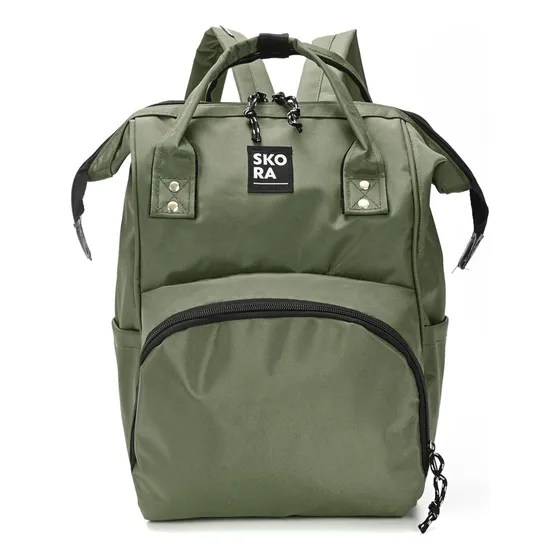 Mochila Bolso Maternal Skora Mommy Con Cambiador 14 PuLG Color Verde Diseño De La Tela Liso