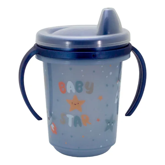 Copo Treinamento Com Tampa Alça Bico Rigido 330ml Bebe Trio