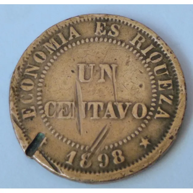 Moneda De Chile, 1 Centavo, 1898.  Jp