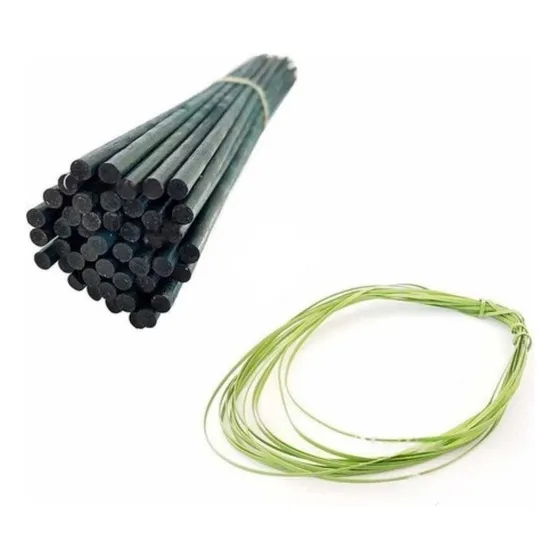 Kit 30 Haste Bambu 70cm E 10mts Amarril Para Tutorar Plantas