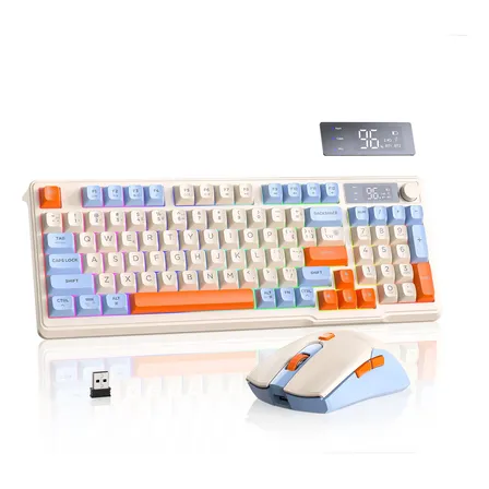 Kit Teclado E Mouse T96 Sem Fio Usb Bluetooth Abnt2 Tela Rgb Mirtilo