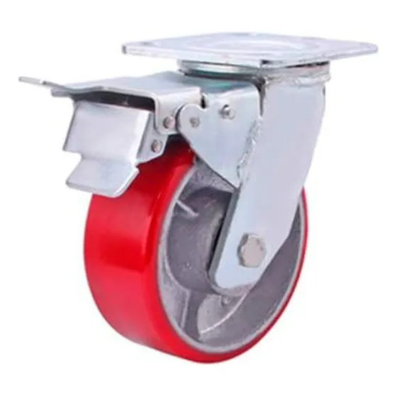 2 Ruedas Con Freno Fundicion Pu 100mm Giratorias 250 Kg C/u