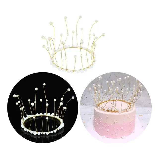 Topper Para Torta Perlas Corona De Perlas Deco Tortas