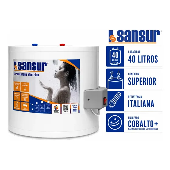 Termotanque eléctrico Sansur 40 Lts Carga Superior