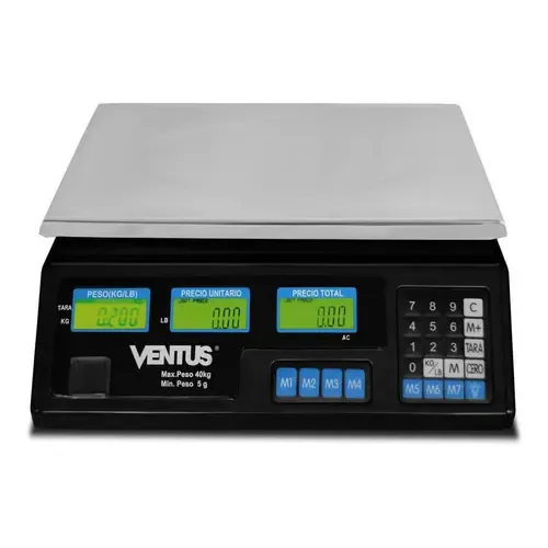 Balanza De Mesa Electrónica Ventus Máx. 40 Kg, Digital Color Negro | Cuotas sin interés