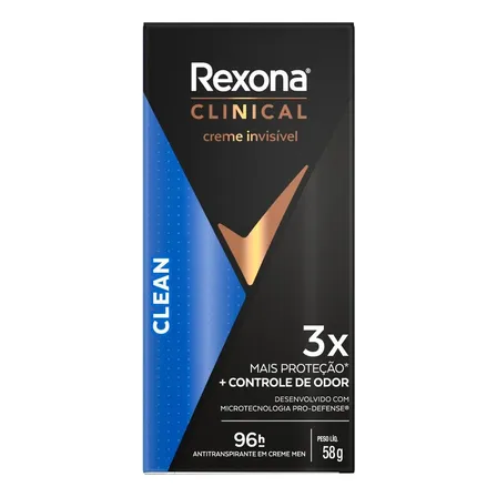 Rexona Clinical Desodorante Antitranspirante Creme Clean 58g