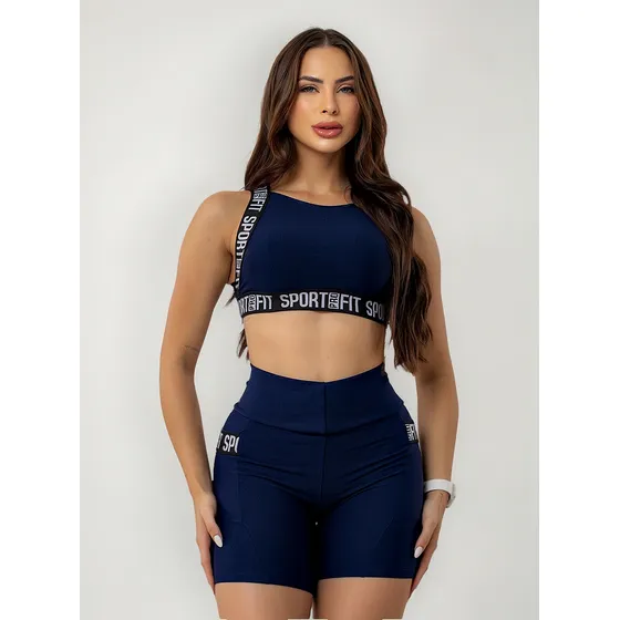 Conjunto Academia Feminino Look Fitness Short E Top Bolsos