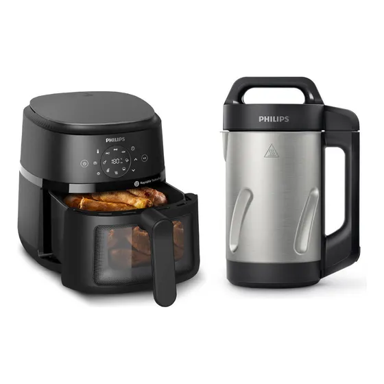 Combo Freidora Sin Aceite Philips Hd9218 + Sopera 2203