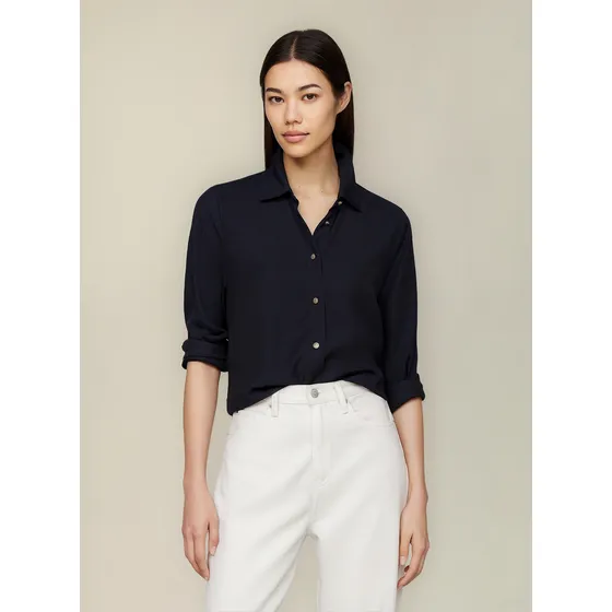 Camisa Gold Button De Viscosa Azul Tommy Hilfiger