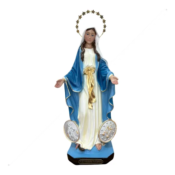 Nossa Senhora Das Graças Com Medalha 30cm Resina C/ Auréola