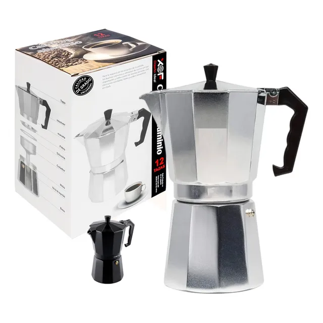 Cafetera Italiana De Aluminio Espresso Fuego Directo 12 Taza