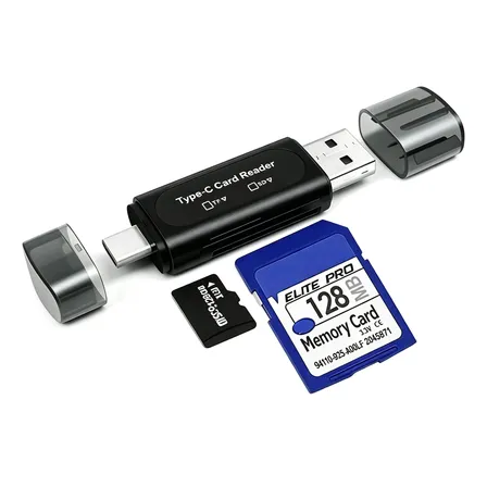 Lector Tarjetas 4 En 1 Usb Usb-c Sd Microsd Negro Negro