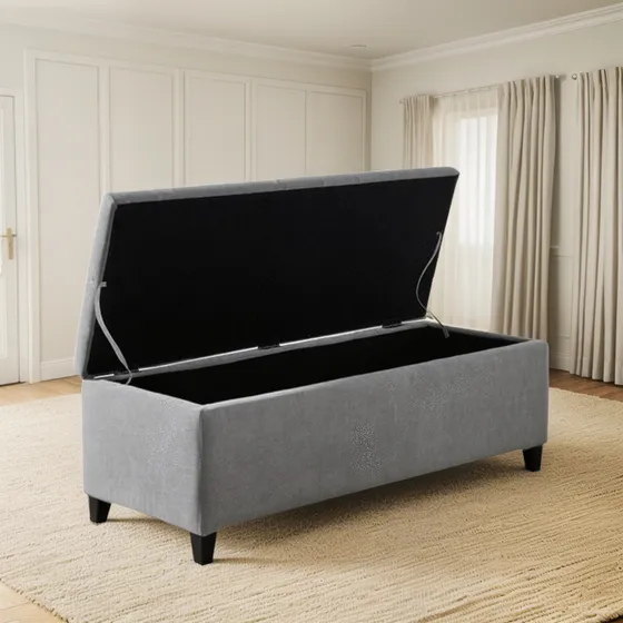 Sala Suede Gris Divan Adelaida Pie De Cama Salas Mueble Baul