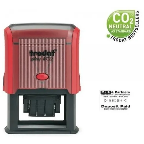 Sello Fechador Autoentintable Trodat 60x40 Mm Personalizado Color Del Exterior Rojo/negro Color De La Tinta Negro