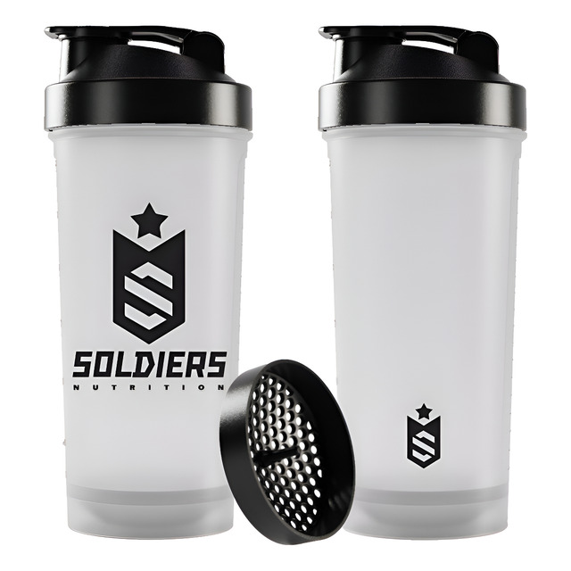 Coqueteleira Slim 600ml Soldiers Nutrition Hidratação Treino Preto