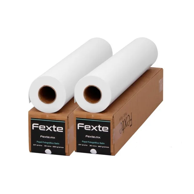 Papel Fotográfico 2 Rollos 17'' X30 Mtrs Satín 260 Grs Fexte Color Blanco