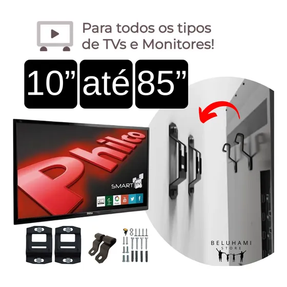 Suporte Para Tv Philco Até 85 Polegadas Fixo Parede E Painel
