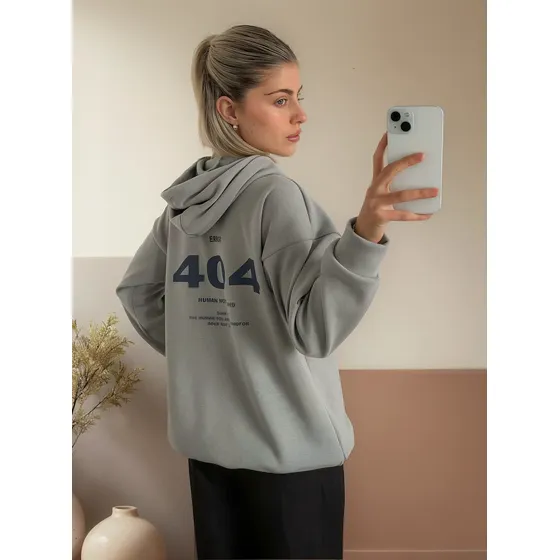 Buzo Oversize Frisado Benka Error404 Mujer Amplio Capucha