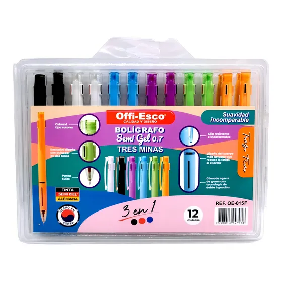 Lapicero Boligrafo Semi Gel 0.7 Tres Minas