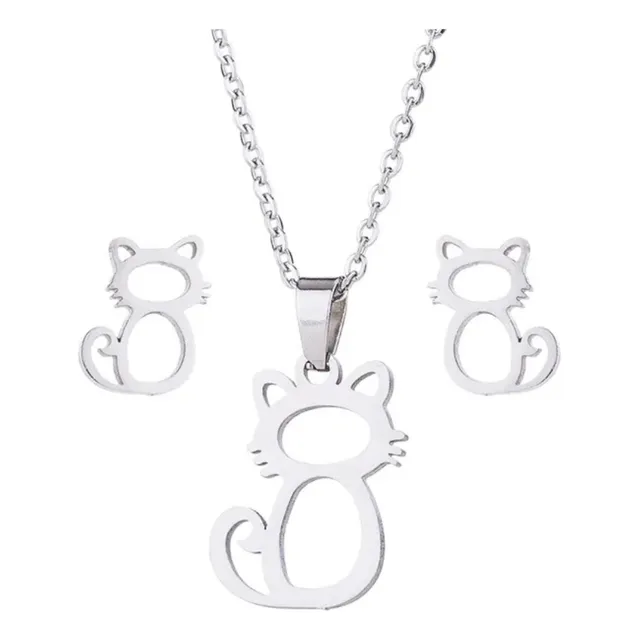Juego Aretes Y Dije Gata En Plata 950