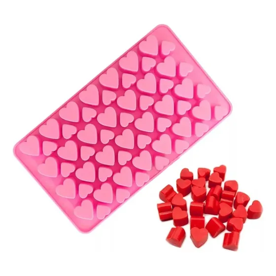 Molde Silicona Corazones Mini Gelatina Chocolate Vela Color Rosa