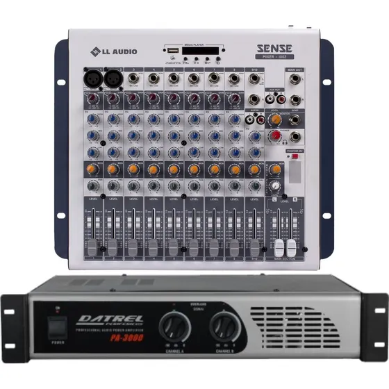 Amplificador Potência 400w Datrel + Mesa Sense1002 Ll Audio 