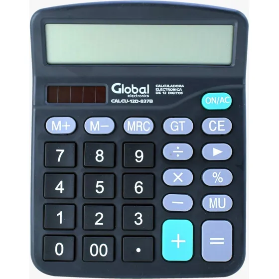 Calculadora De Mesa De 12 Dígitos Plastica Negra 837b Color Negro