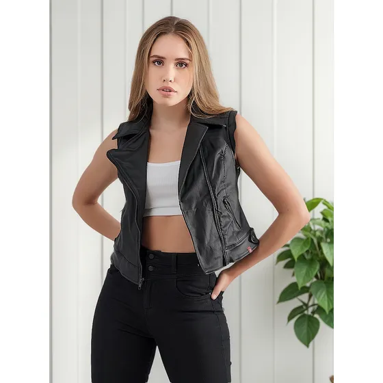 Chaleco Para Mujer Triana En Cuerina Con Cremallera Unser