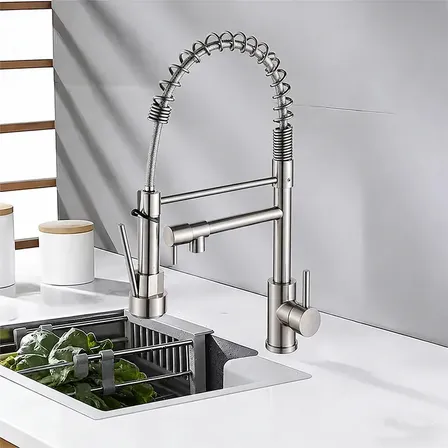 Torneira Monocomando Cozinha Gourmet Para Pia Bancada Flexivel Cor Inox 304 Escovado Prateado +60cm Tubo