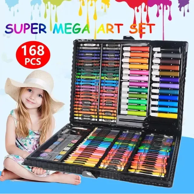 Set De Arte 168 Piezas Marcadores Colores Crayones + Maleta