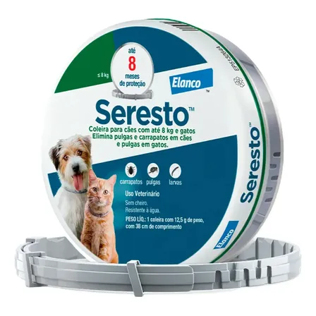 Coleira Antipulgas E Carrapatos Elanco Seresto Caes E Gatos Até 8kg