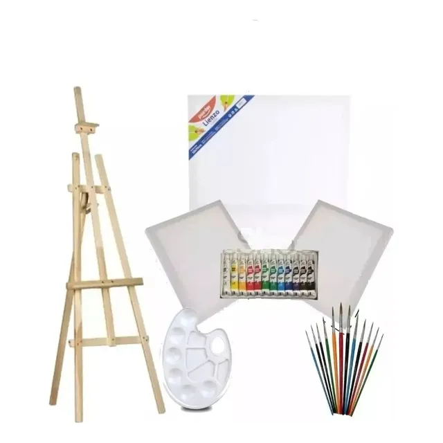 Set De 7 Pcs De Arte Acrilico Kit Para Pintar Atril Bastidor