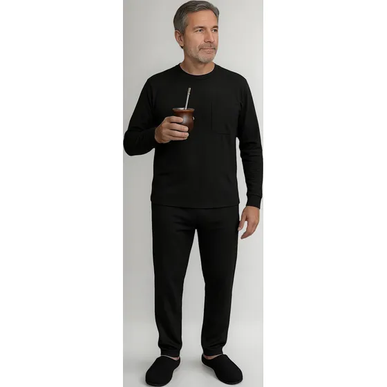 Pijama Hombre Liso Algodón 2 Pzas Invierno Promo