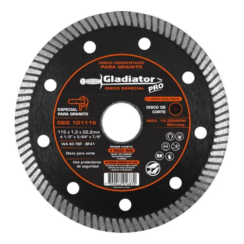 Disco Para Granito 115mm 115x22.2mm Gladiator Pro Color Negro
